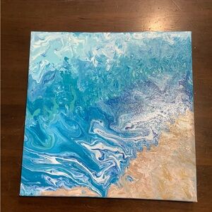 Original Handmade Acrylic Pour Painting- “Ocean Waves”